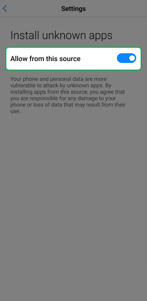 Adjust your settings to permit the 1Win app Android setup process.