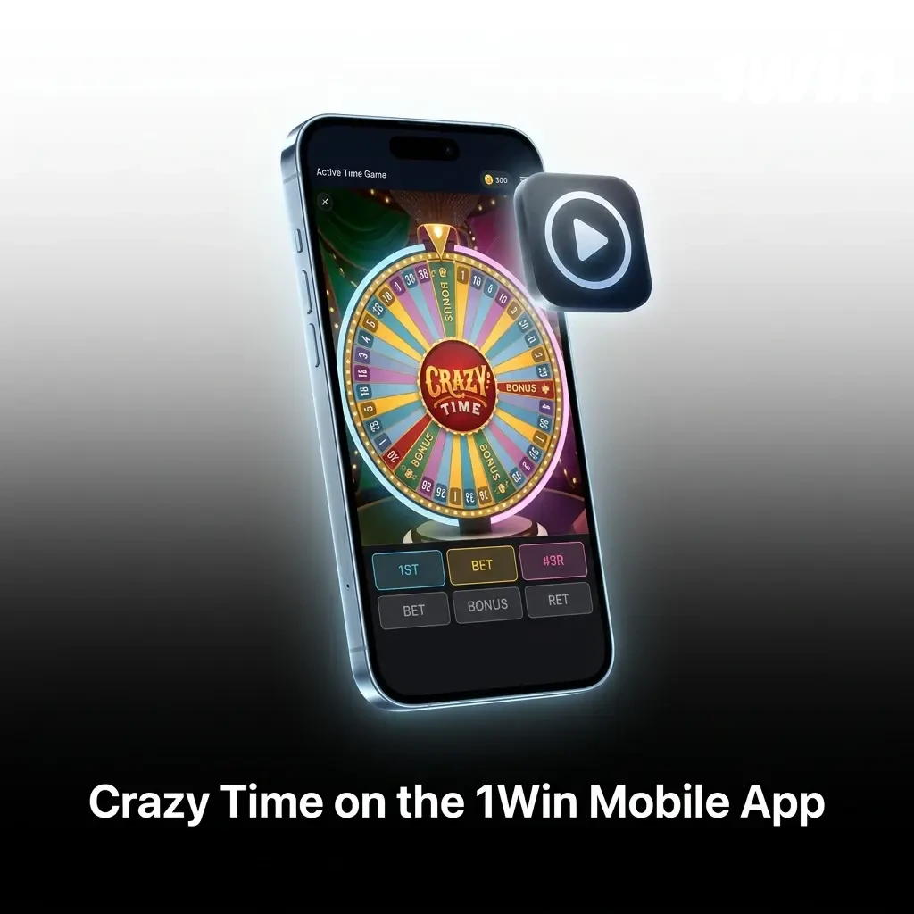 Crazy Time live game show on 1Win mobile app for Android and iOS with full HD streaming in India
